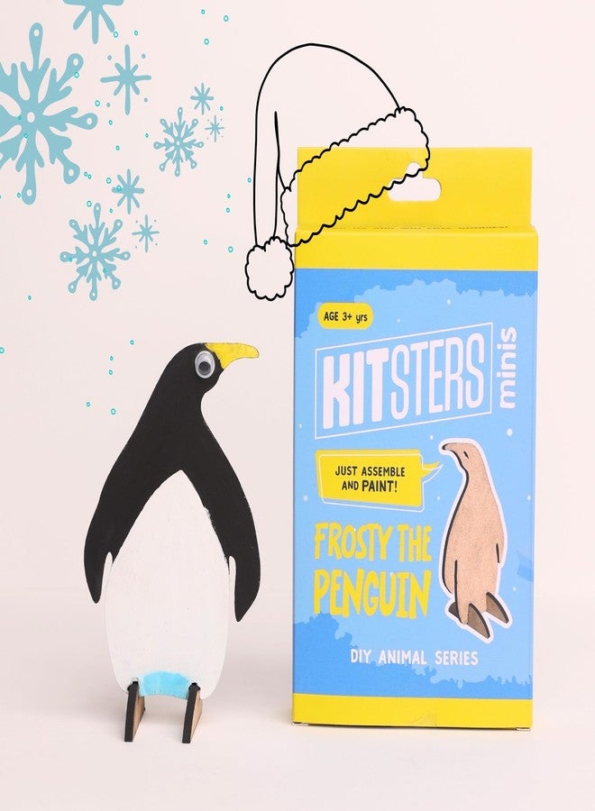 Kitsters Frosty the Penguin DIY 3D Painting Kit for Kids - Assemble & Paint Animal Shape MDF Cutout | Craft Kit with Paints, Brush & Googly Eyes | Birthday Return Gift | Art Kit for Ages 3,4,5,6,7,8,9 - Image 1